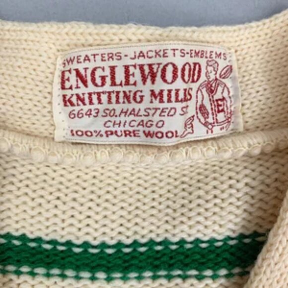 Vintage 50’s Queen of Peace Wool Cardigan Varisty Ivory/Cream Green - Picture 4 of 6